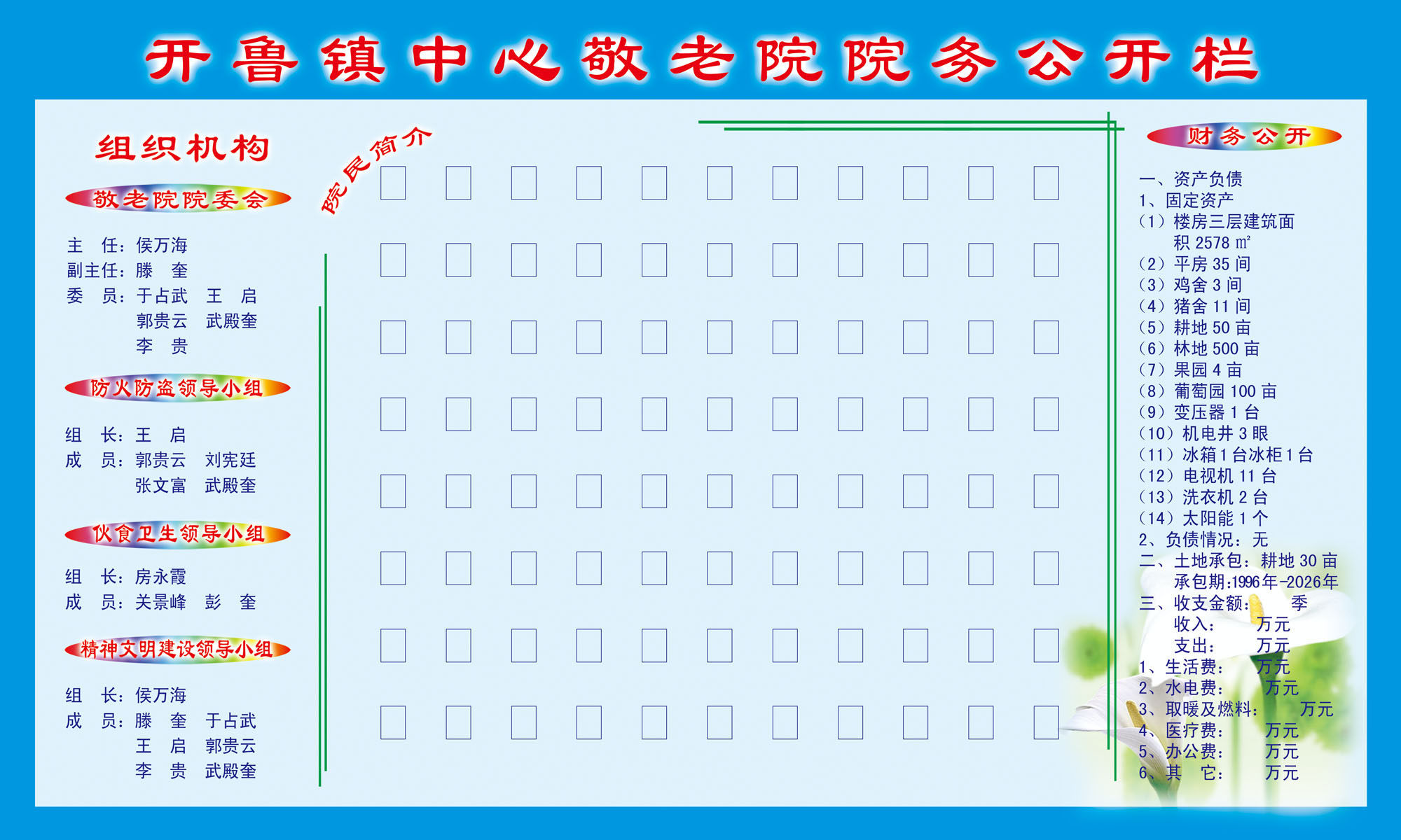 641海报印制海报展板素材546敬老院院务公开栏