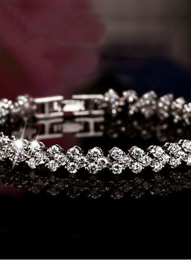 锆石超闪纯银水晶手链刘嘉玲同款