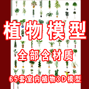 3D室内树木模型 全模渲染图 盆景盆栽 室内花草植物3D模型