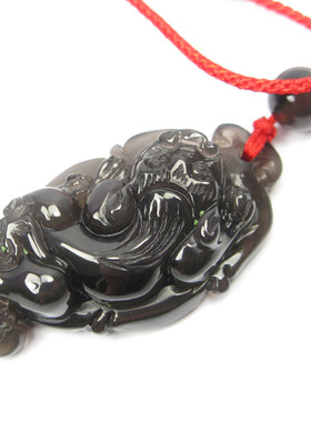 冰种黑曜石貔貅民族风工艺品吊坠