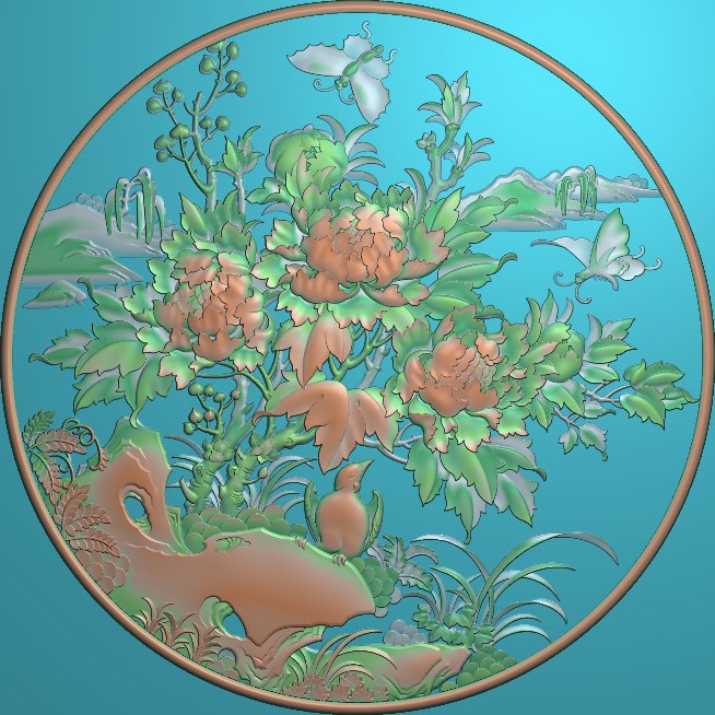 精雕图 浮雕图 灰度图 电脑雕刻图 JDP文件 大圆牡丹