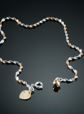 925银脚链铃铛玫瑰金脚环韩版女时尚百搭彩金彩银简单脚链胖m加长