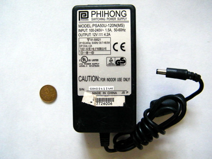 台湾飞宏PHIHONG 12V4A 电源适配器 PSA50U-120N(MS) 代12V3A 2A