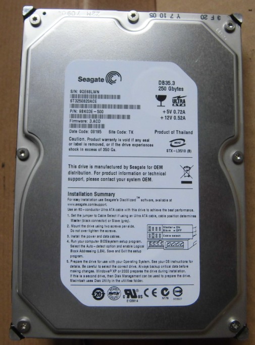Seagate/希捷 ST3250820ACE 250G 台式机 IDE 并口台式机硬盘实物