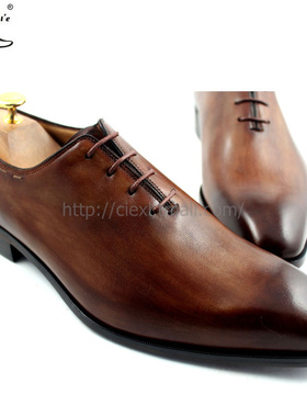ci'e(其艾)透气手工皮底商务正装男鞋Whole cut系带皮鞋牛津定制