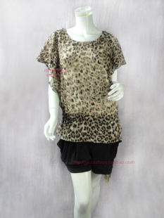 蕾DOW正品 清 豹纹印花拼女夏宽松连身 体 SB16009A 100元 裤 2件