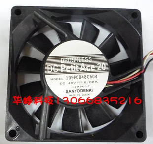 三洋 0.08A 109P0848C604 DC48V 变频器散热风扇 8020 Sanyo
