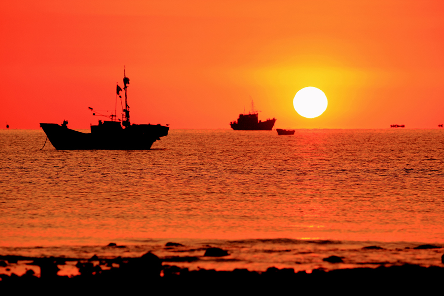 706海报印制展板写真喷绘17海上日出自然风景图贴纸画