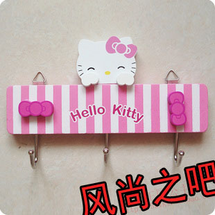 凯蒂猫韩版浴室门后木质墙壁挂钩