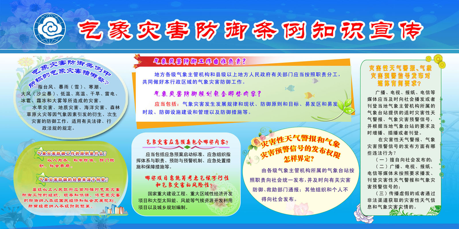 海报印制314条例海报展板素材150气象灾害防御条例知识宣传版面