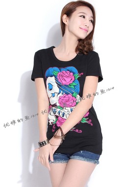 iron fist新款铁拳朋克 全棉黑色修身个性女款打底衫