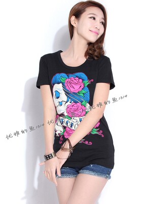 iron fist新款铁拳朋克 全棉黑色修身个性女款打底衫