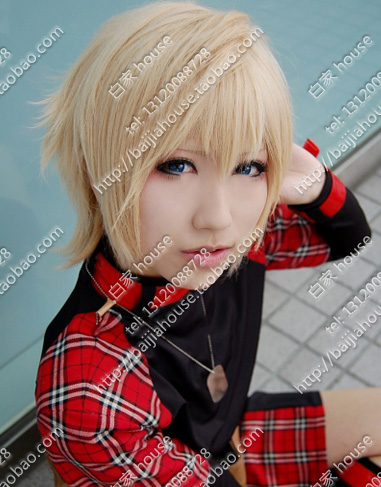 cosplay假发 樱兰HONEY前辈 咎狗之血RIN Tsubasa翼金色反翘短发