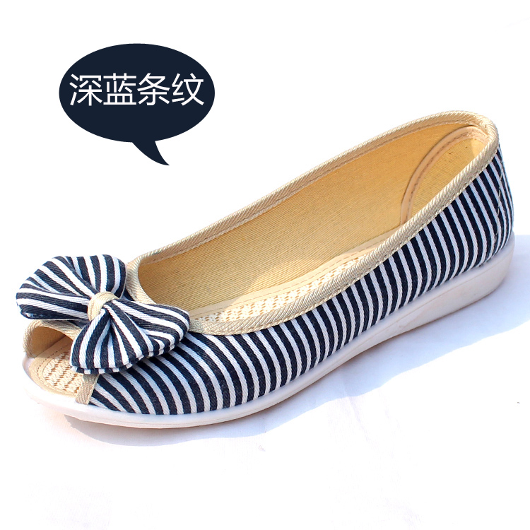 老北京布鞋平底孕妇女鱼嘴鞋凉靴