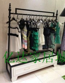 靠服装店衣架展示架挂衣架墙带货柜落地展示柜中岛架服装货架铁艺