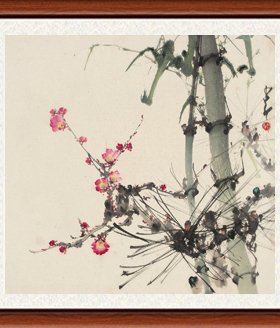 装饰画国画字画客厅花鸟宣纸书画作品赵少昂松竹梅岁寒三友赠装裱