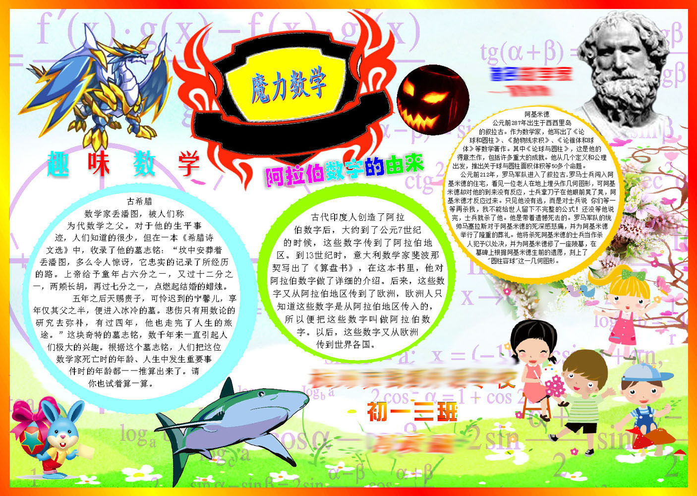 海报印制649素材429学校学生报趣味数学阿拉伯由来家