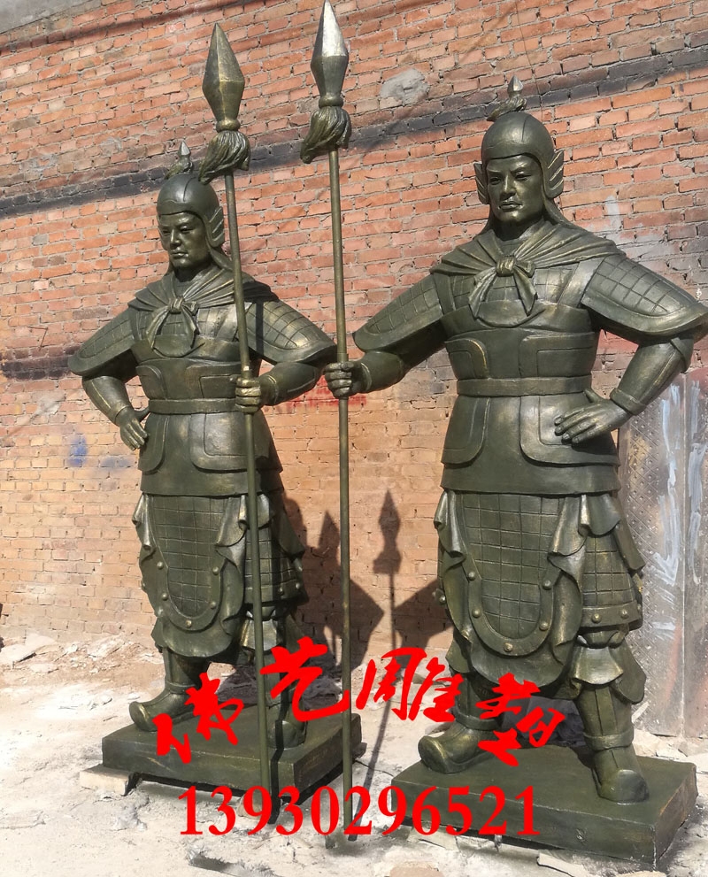 古代大将军骑马雕像三国士兵武将铜像定制玻璃钢人物雕塑