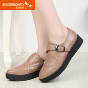 Red Dragonfly autumn new genuine leather women's shoe elegant and comfortable platform trend shoes