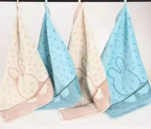 天源家纺竹纤维毛巾儿童洗脸方巾卡通幼儿园挂勾掉绳不掉毛高档