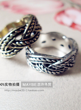 韩国欧美风麻花情侣戒指环