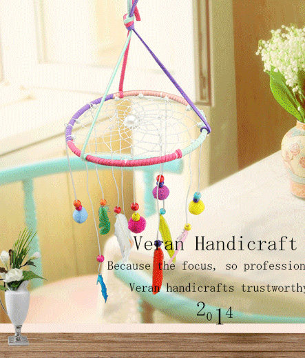 儿童礼物 日韩新潮七彩毛绒球纯手工制作 捕梦网挂饰 家居挂件,家居饰品,吊饰/挂饰,淘宝优惠券,粉丝福利购,淘宝优惠卷