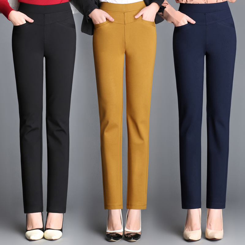 冬季休闲裤高腰加绒直筒裤女裤