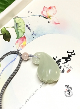 咩の手作和田青料白玉精工雕刻玉兰花尺寸27.2×15×18.1