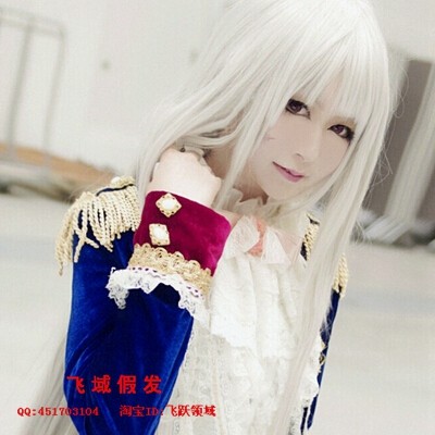 cos假发 aph黑塔利亚 女普鲁士假发 性转cos 普娘 银白色长直发