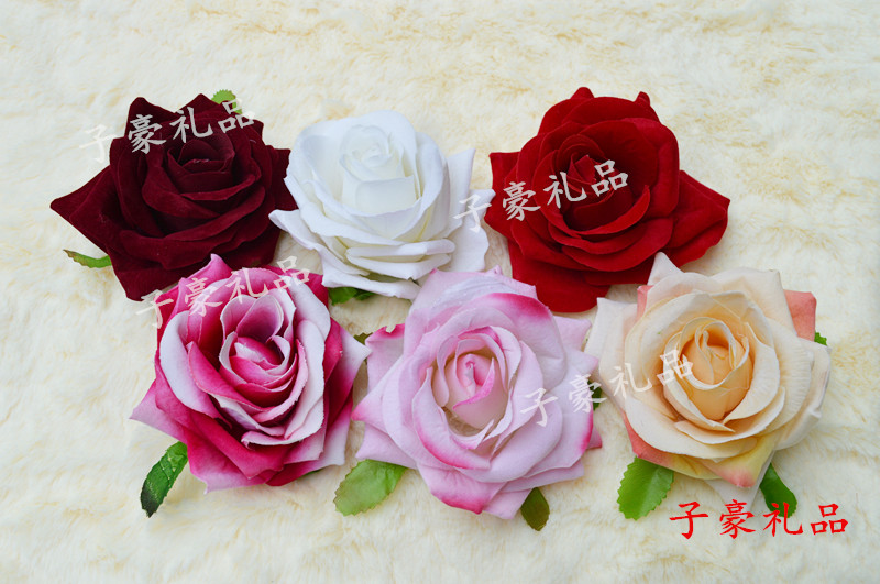 DIY仿真工艺绒布玫瑰花头 花朵绢花胸花 拍摄道具 拱门花饰 11CM