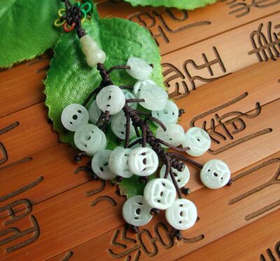 翡翠手机链天然金钱家财万贯挂链