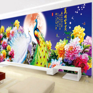 花开富贵十字绣牡丹花孔雀客厅大幅挂画简单新手线绣新款简约现代