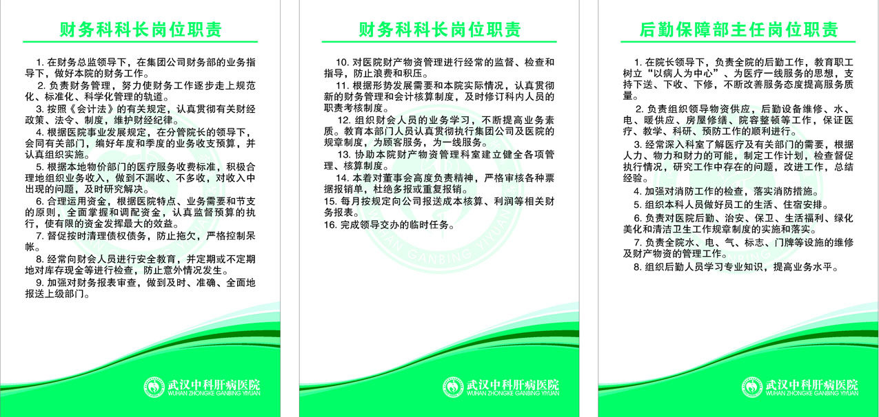 海报印制664素材190医院财务科科长后勤部主任岗位职责