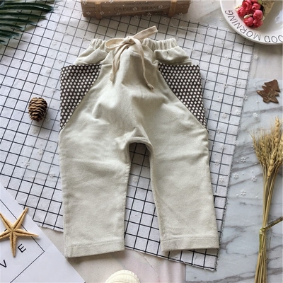 韩版黑色灯芯绒裤子小童装