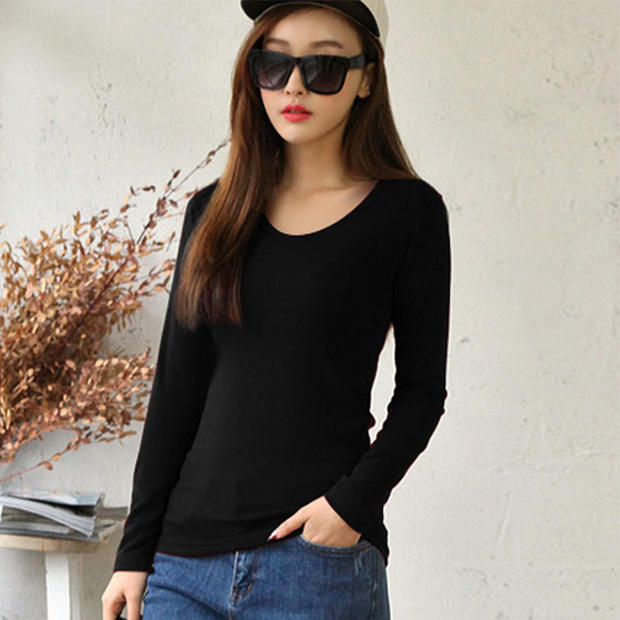 加绒厚黑色保暖打底衫