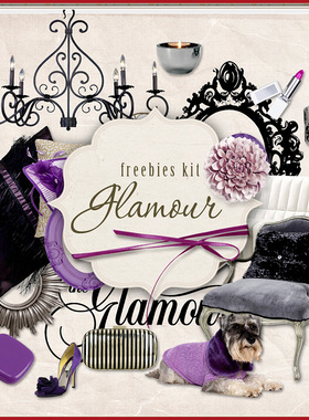 png格式剪贴模板素材 Scrapbook素材 紫色的诱惑剪影剪貼图素材