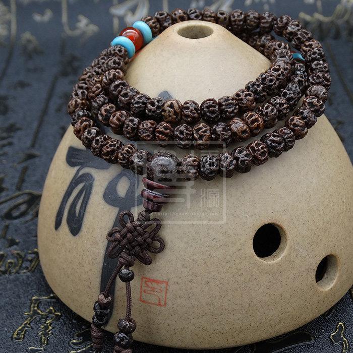 小如意天意子菩提子天然时尚108颗 5mm-6mm 佛珠手串手链 黑色款