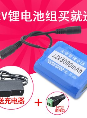 12V3000mAh18650锂电池组12.6V充电电池组11.1V锂电池送充电器