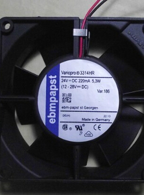 3314HR 全新原装德国ebmpapst DC24V 5.3W 92*92*32MM变频器风扇