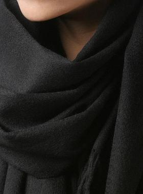 NASE诺奢疯抢超特.美国100%CASHMERE重磅纯羊绒围巾披肩、正黑色