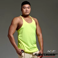 HCLS GYM chất liệu thoáng khí dễ thấm hút tập thể dục đào lại áo vest rộng (dây đeo vai mỏng / màu vàng huỳnh quang) - Lót áo thể dục chấm com