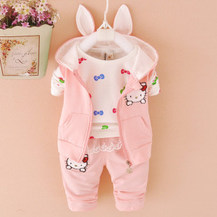 2026新款小童长袖卫衣三件套0-1-2-3岁女宝宝套装潮童装女童春装1