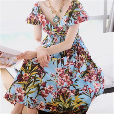 韩国超值大码女装胖mm春夏千颂伊同款裙子修身显瘦雪纺蓬蓬连衣裙