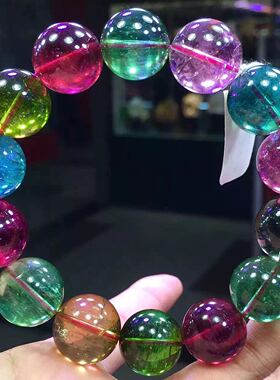 巴西纯天然单圈玻璃体碧玺手链