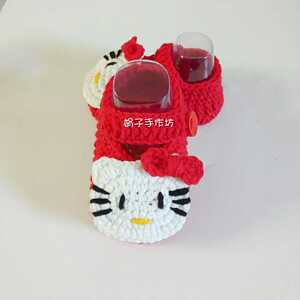 娟子手作坊手工编织初生婴儿毛线鞋kt猫宝宝学步前鞋百天创意礼物