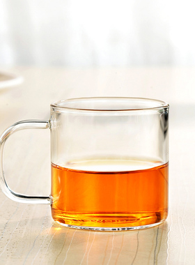 Carewell 花茶杯高硼硅透明玻璃品茗杯带把直身杯耐热咖啡杯120ML