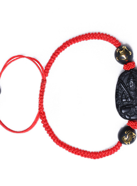 天然黑曜石虚空藏属虎生肖牛手链