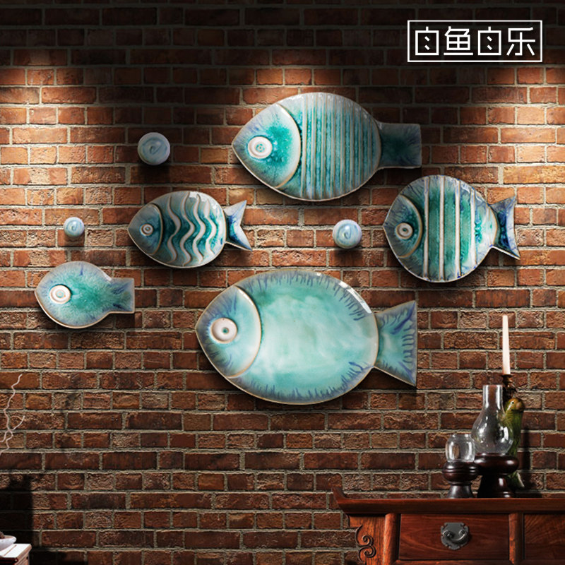 家居地中海立体沙发酒吧鱼盘挂件