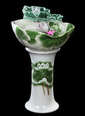 景德镇立式碗莲过滤器流水摆件