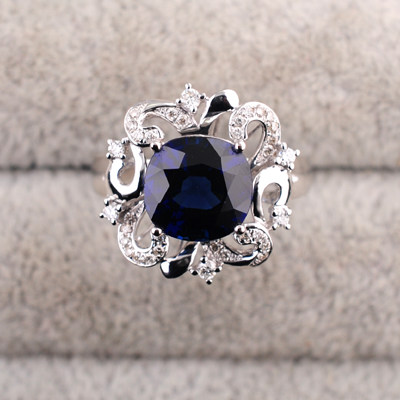 【顾客定制展示】18K金 2.56克拉 天然蓝宝石 钻石 戒指